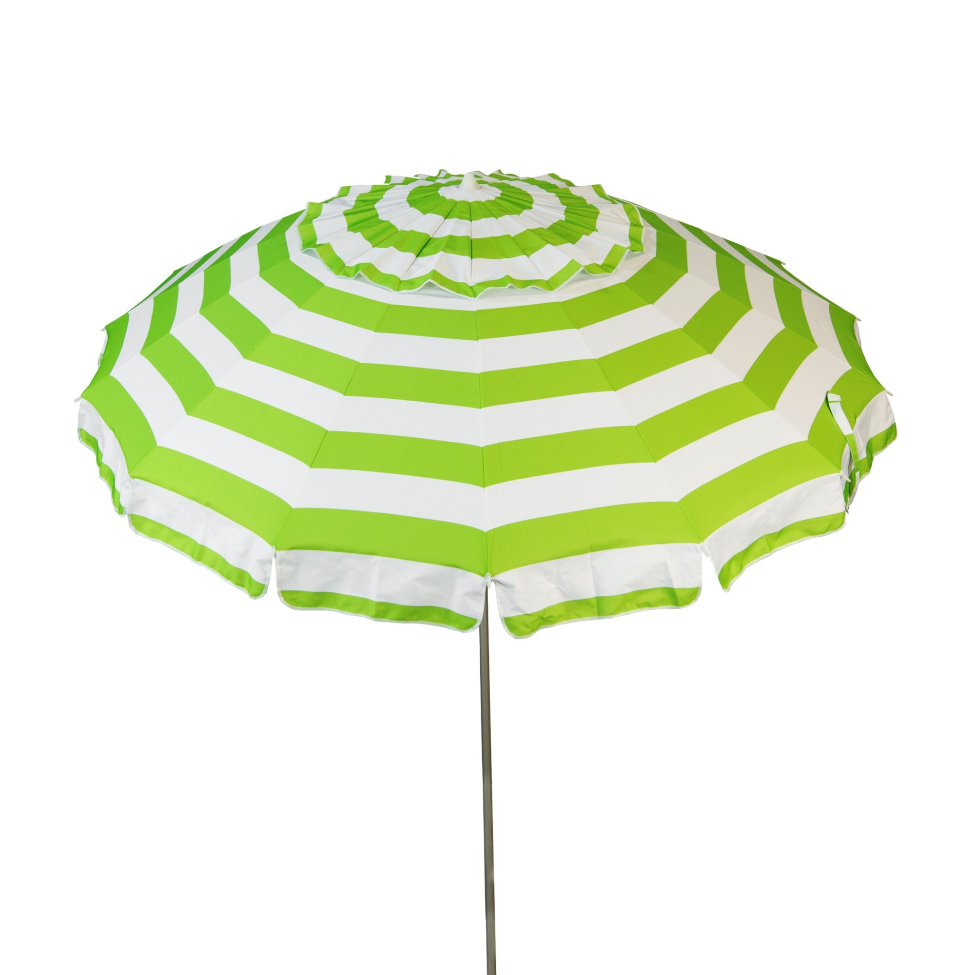 Heininger DestinationGear, 8ft. Lime and White Stripe Patio Beach Umbrella, Shape Round, Model# 1121